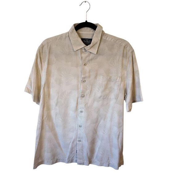 Nat Nast Other - Nat Nast Cream Silk Short-Sleeve Button-Down Shirt with Subtle Leaf Print Size M